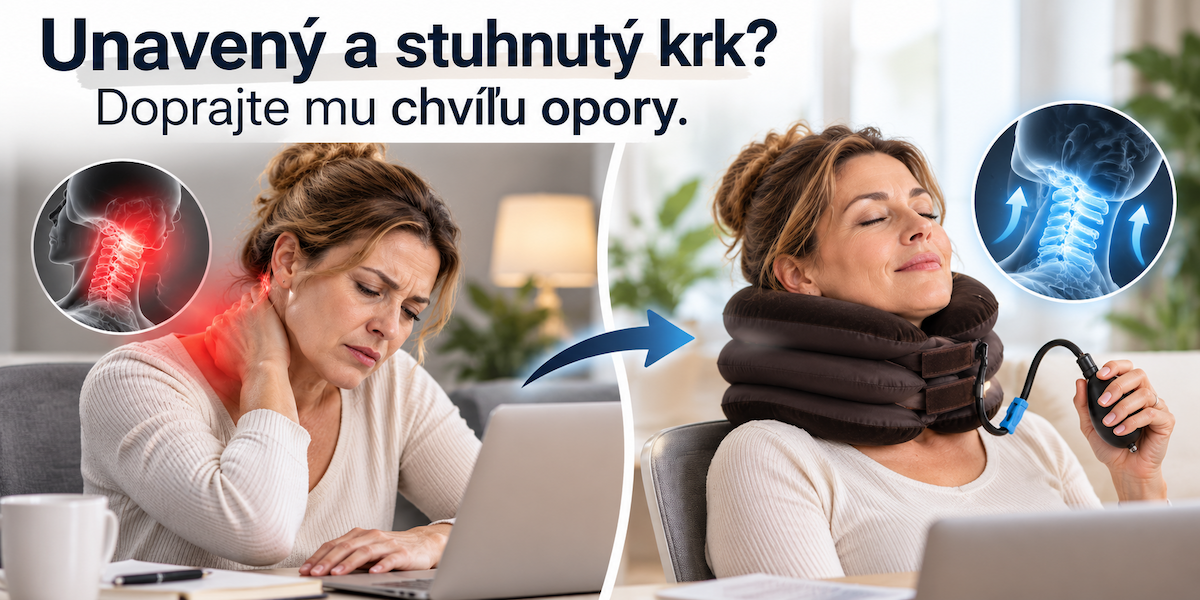 Unavený a stuhnutý krk – nafukovací vankúš na uvoľnenie krku